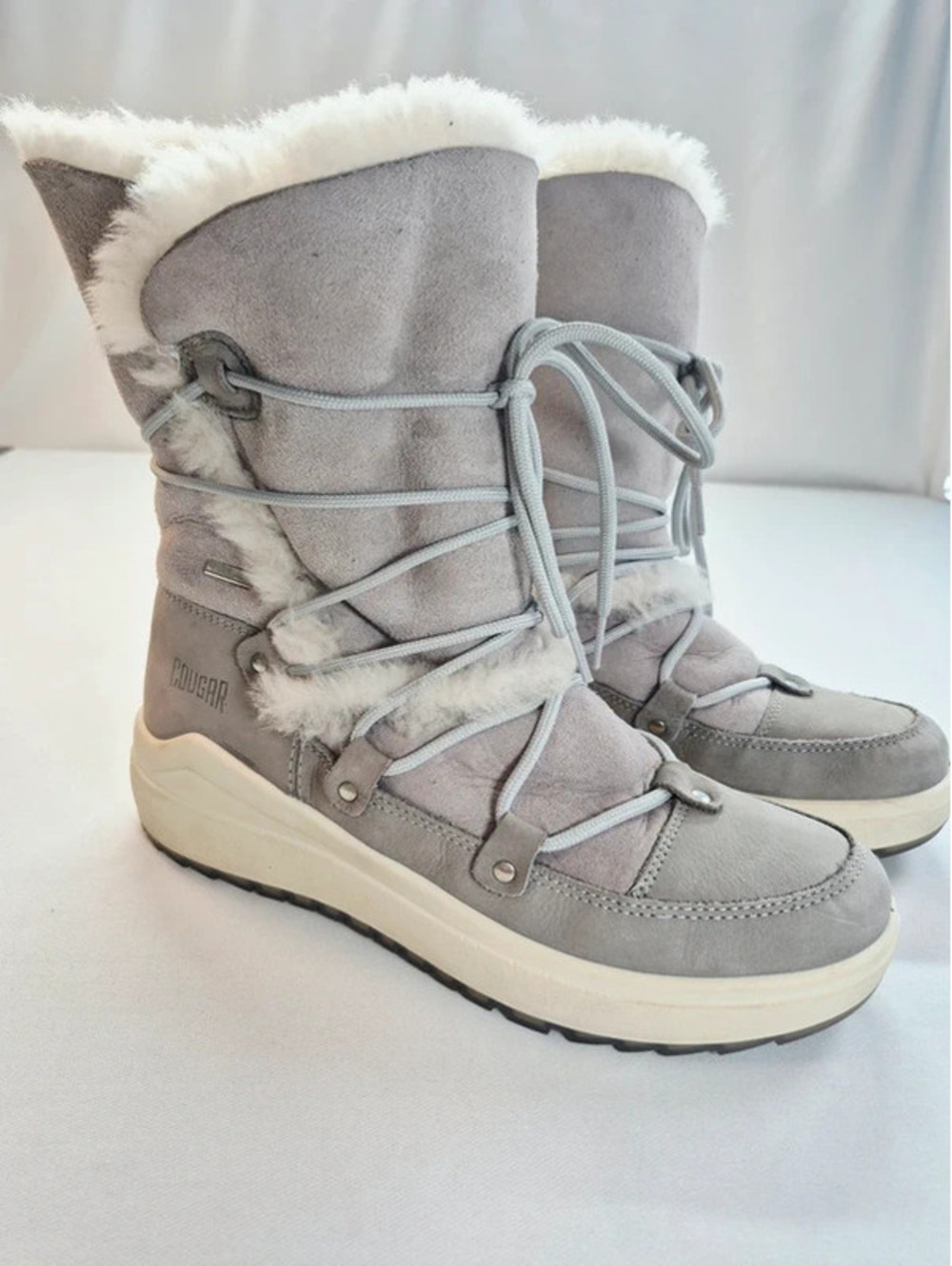 Cougar Women's 11 tacoma mixed-leather shearling mid-calf winter boots taupe